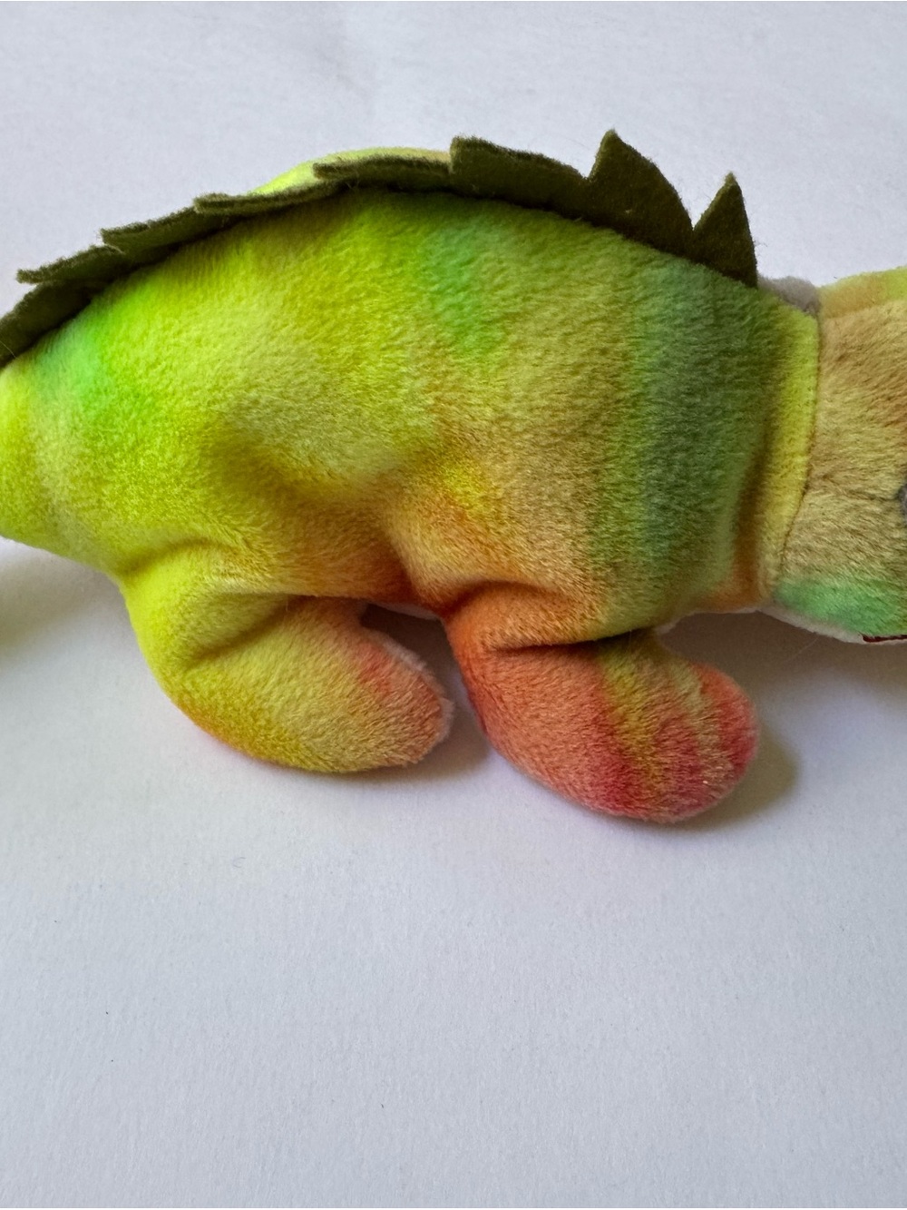 Ty Multicolor Pastel Tie-Dye Plush Dinosaur with Heart Hang Tag